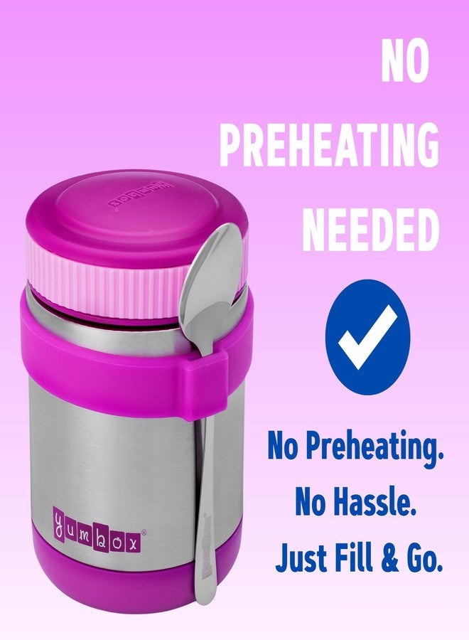 Yumbox Zuppa - Wide Mouth Thermos Food Jar 415 ML (1.75 Cups) with a Removable Utensil Band - Triple Insulated Stainless Steel - Stays Hot 6 Hours or Cold for 12 Hours - Leak Proof | Bijoux Purple - Image 2